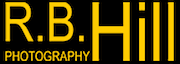 Logo for R.B. Hill Photography - Yellow text on a black background